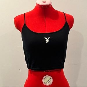 PAC SUN Playboy Black crop top, SIZE: Small